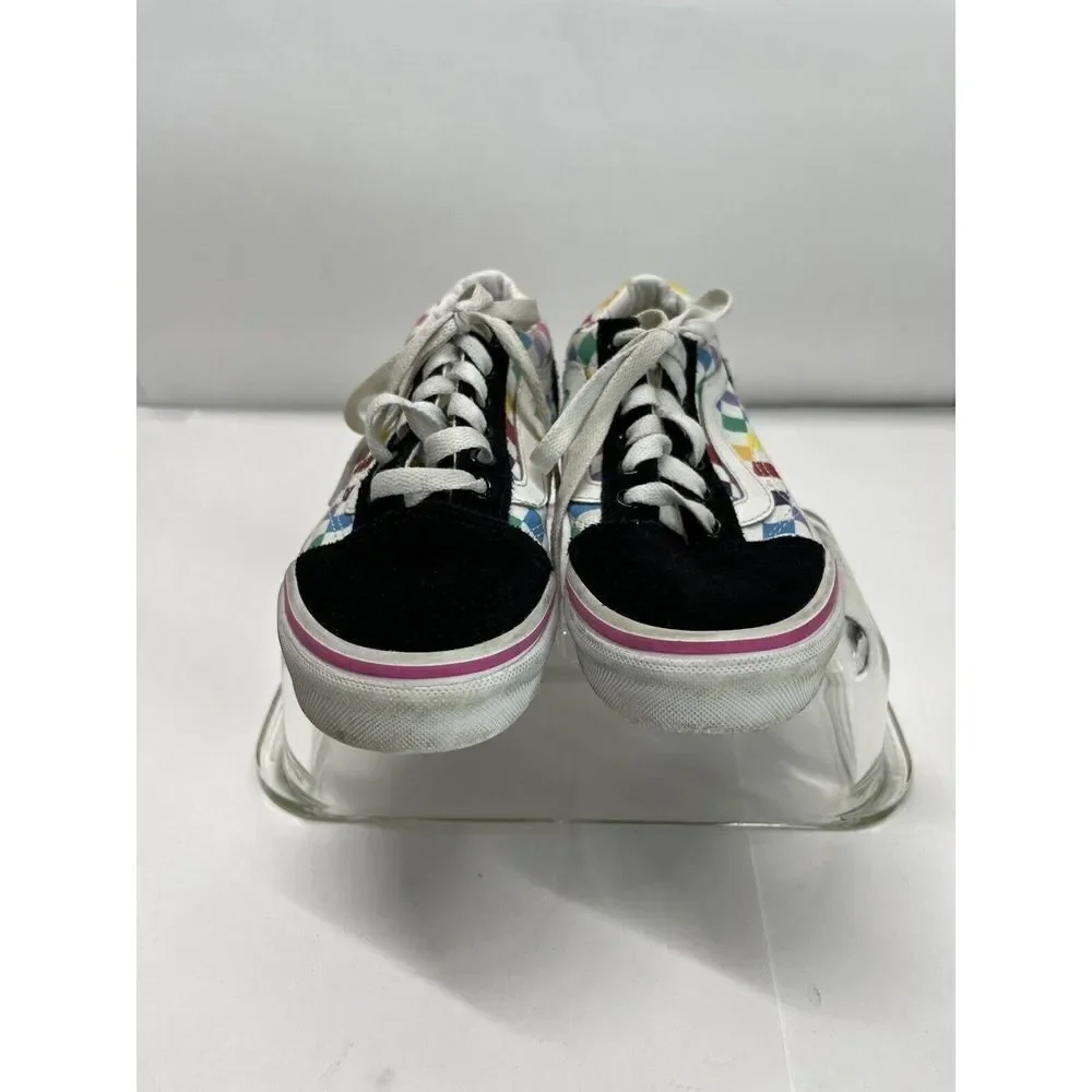 Vans Old School Rainbow Checkered Sneakers Skate‎ Shoes Youth 1.5 US Black Suede